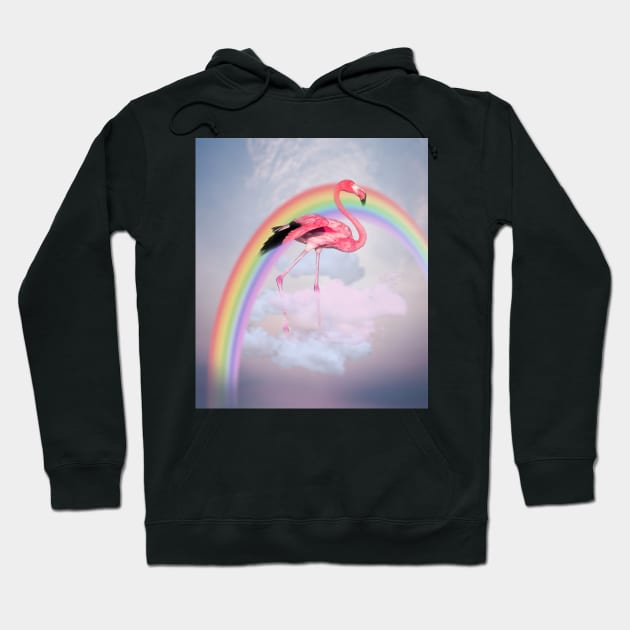 Flamingo walking on the clouds Hoodie by Blacklinesw9